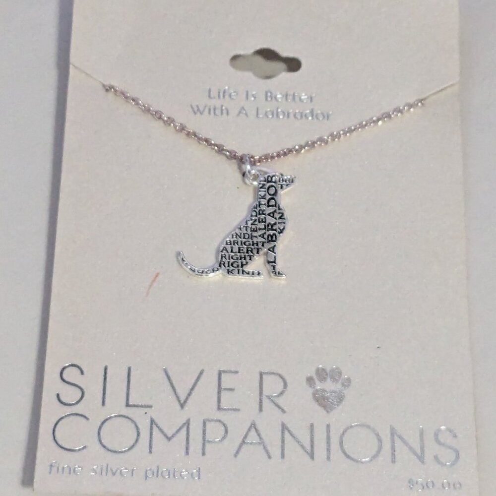 SILVER COMPANIONS Fine Silver Plated "Labrador" Dog Pendant Necklace